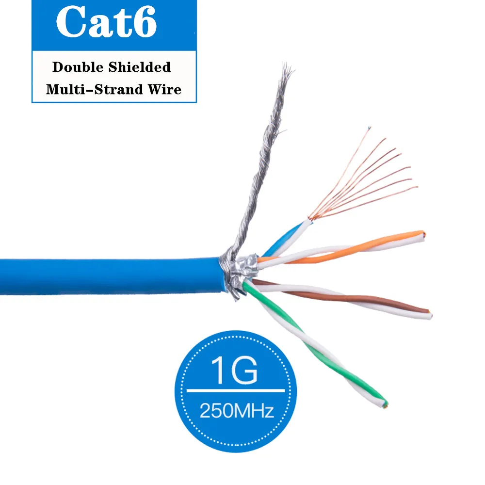 RJ45 Cat6 Kábel siete Ethernet SFTP Conector rj 45, kat 6 internet, lan kábel Pre Notebook Router 10M/20M/30 M/50 M/100M/305M Patch Kábel