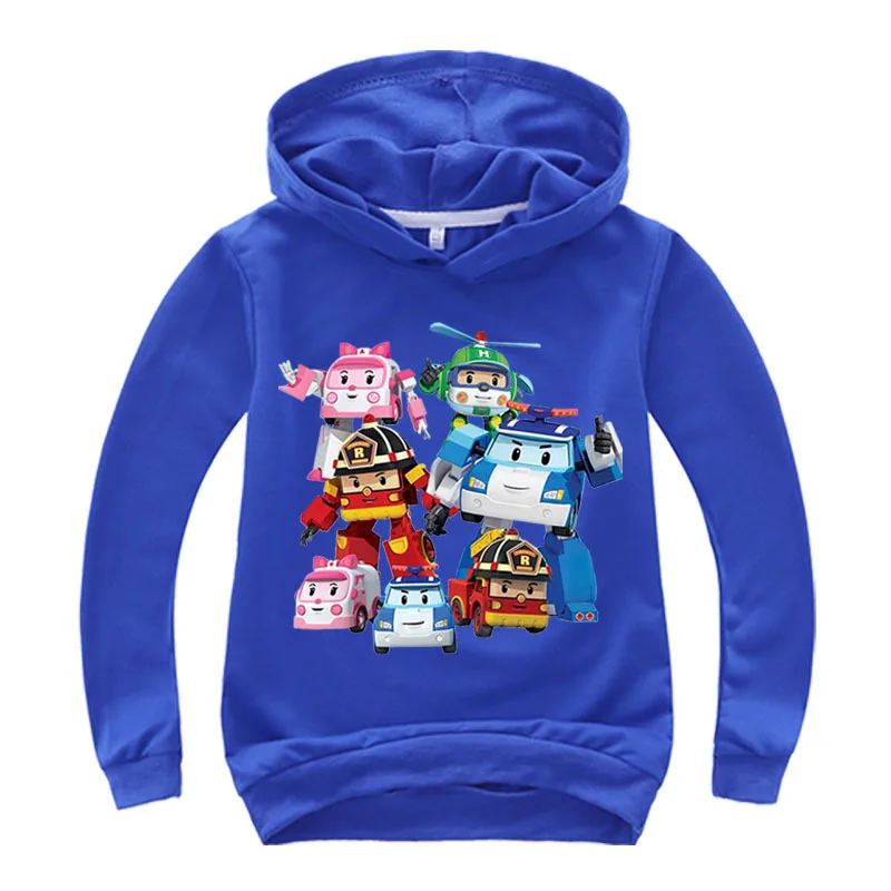 Robocar detí cartoon dlhým rukávom s kapucňou sveter poli deti, oblečenie pre deti 2020 zimné mikina deti cartoon hoodies
