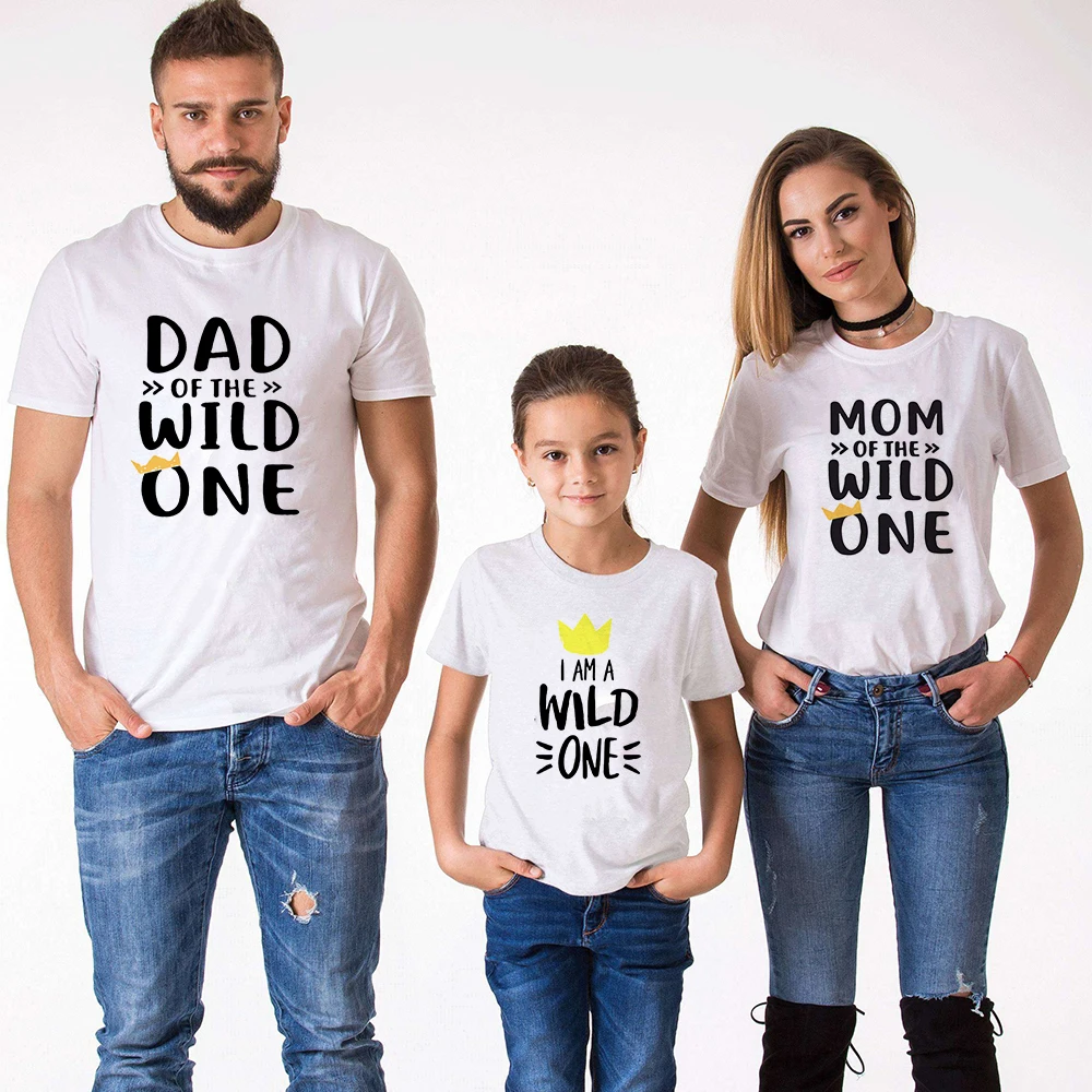 Rodina Pozrieť Krátke Rukávy T-shirt Otec, Matka, Deti Oblečenie Otec Voľne Jeden Mama Voľne Jeden som Wild Jedna Rodina Zodpovedajúce Čaj