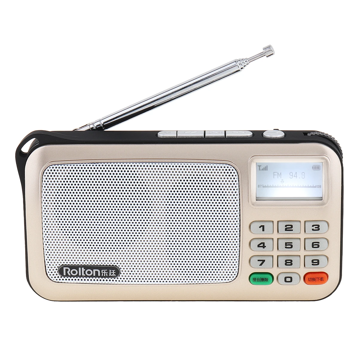 Rolton W505 Mini Prenosné Rádio Prenosné Digitálne FM USB TF MP3 Prehrávač Reproduktor s LED Displej Subwoofer MP3 Prehrávač/Pochodeň na Čítanie