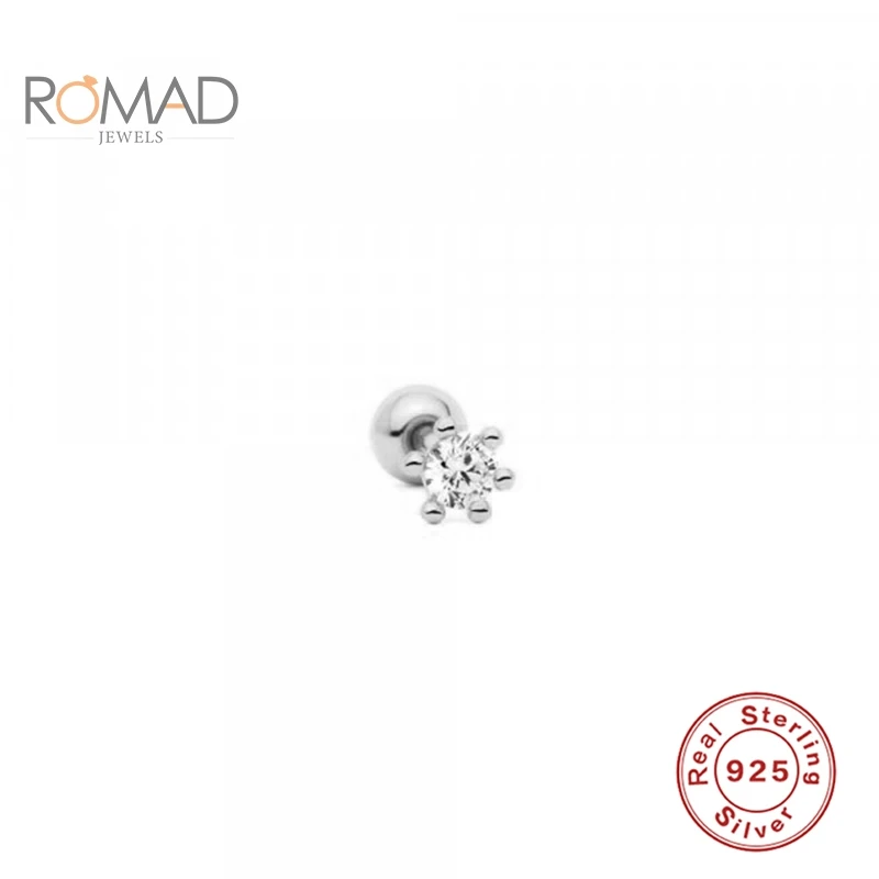ROMAD 925 Sterling Silver Dizajnér Náušnice IN Diamond Piercing, Náušnice Pre Ženy, Luxusné Stud Pendientes Mujer