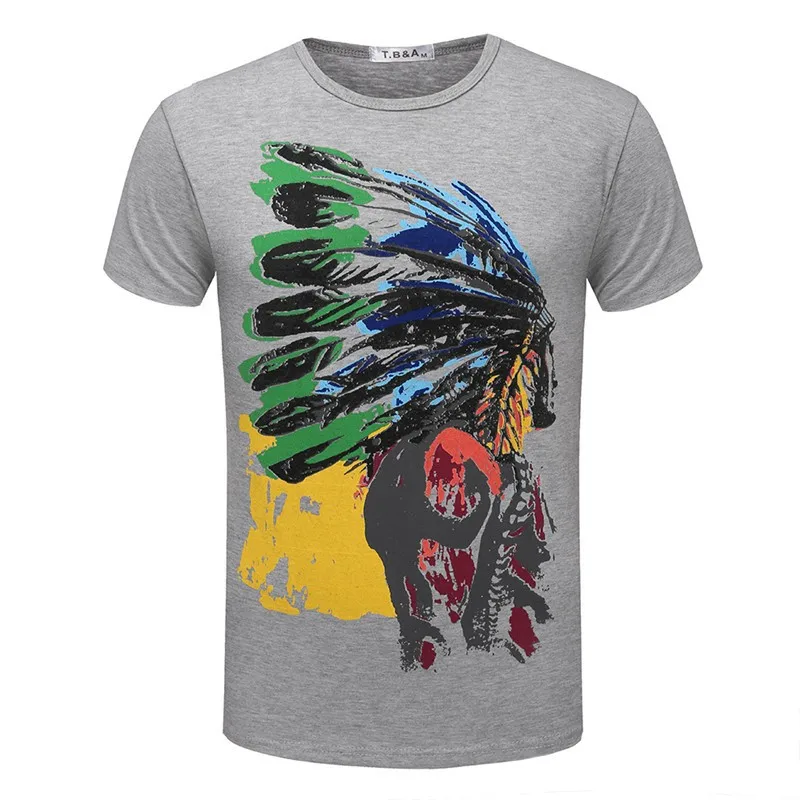 Ropa De Hombre 2020 New Horúce Predaj Letné Kolo Krku pánske Krátke rukávy T-shirt Módne Bežné Indickej Tlač Nadrozmerné T Tričko