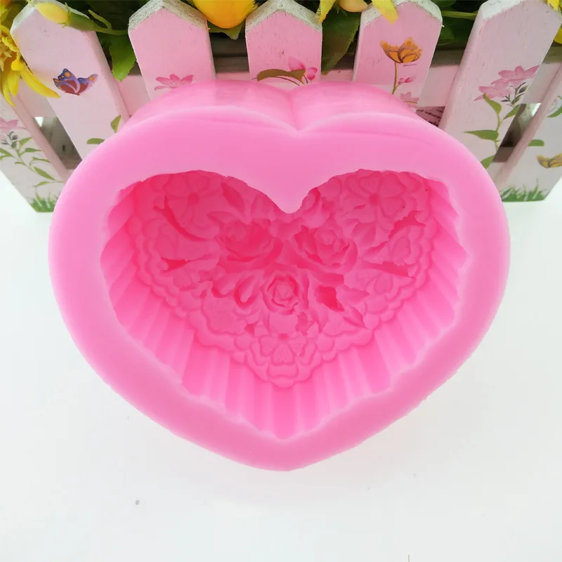 Rose Vzor Srdce Tvar Ručné Silikónové Mydlo Formy DIY Čokoládové Cukrovinky Formy Fondnat Tortu Formy Cake Dekorácie Pečenie Nástroje