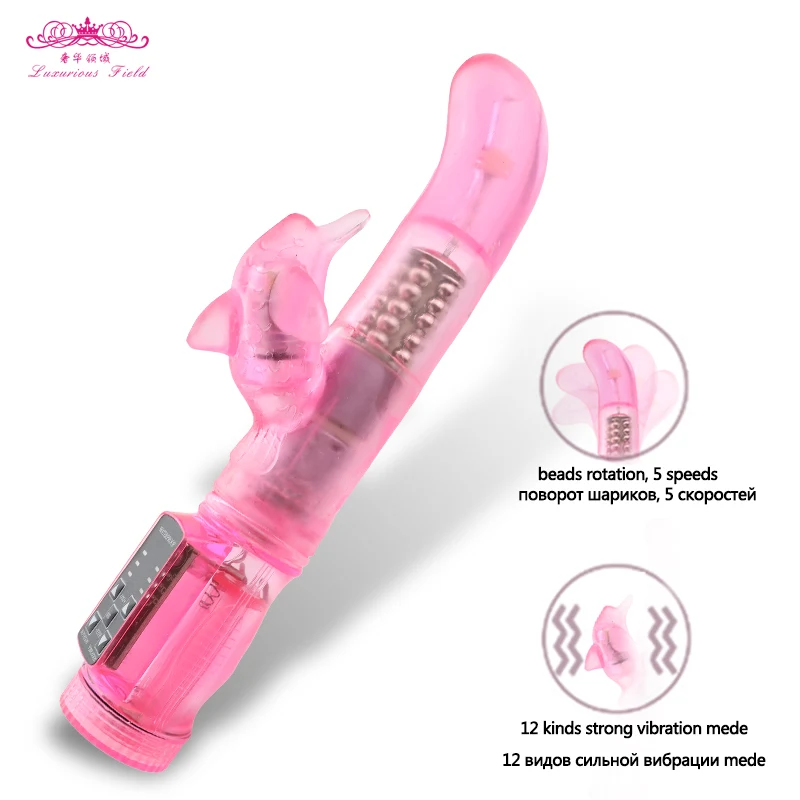 Rotačný Vibrátor Rabbit Vibrátor 12 Rýchlosť Klitorálny stimulátor G-spot Vibrátor Mäkké Silikónové Intímne sex produkt sexuálnu hračku pre Ženy