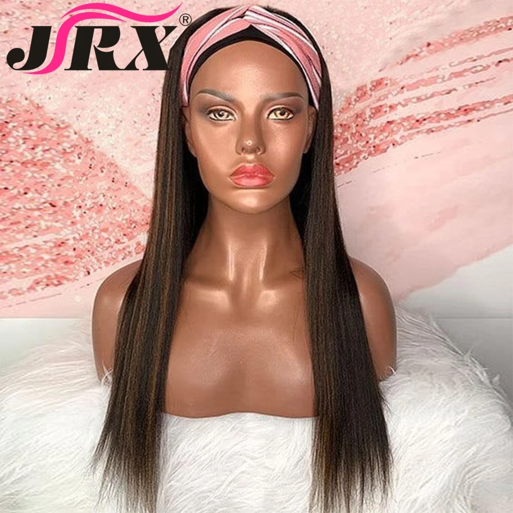 Rovno Celý Stroj Vyrobený Parochňa S Hlavovým Oblúkom Ľudské Vlasy Zvýrazniť Parochňu Honey Blonde Farebné Brazílsky Remy Vlasy Čierne Ženy