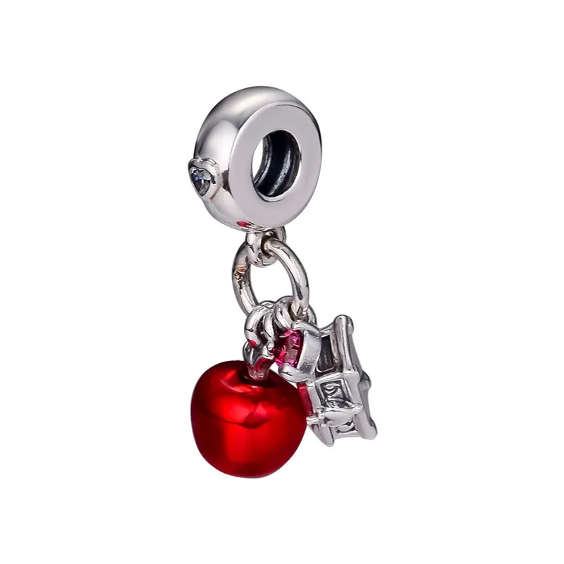Rozprávka Červené Jablko & Srdca, Strieborné Prívesky pre DIY Náramky Ženy 925 Sterling Silver Prívesok Visí zobrazili kľúčové tlačidlá pre Šperky Robiť