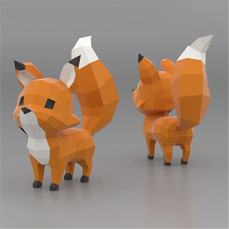 Roztomilý Fox Tvorivé 3D Papier Model DIY Puzzle Domáce Dekorácie, Ručne Vyrobené Módne Akčné Figúrky Zvierat Papier Plavidlá Darček Dospelých, Hračky