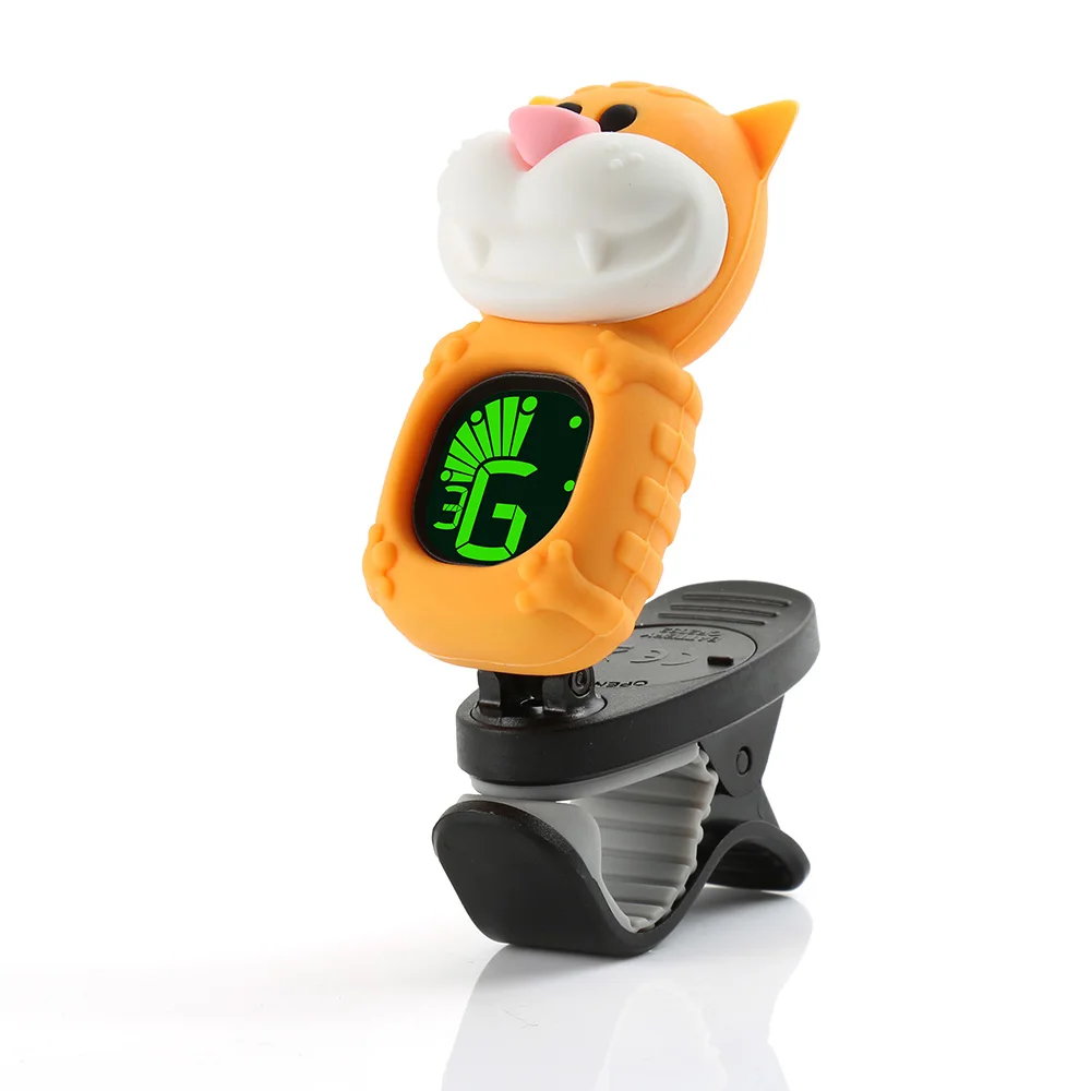 Roztomilý Kreslený Mačka Clip-On Tuner LCD Displej Prenosný Mini Clip-on Digitálny Tuner pre Gitaru Chromatické Basy Drumbľa Husle