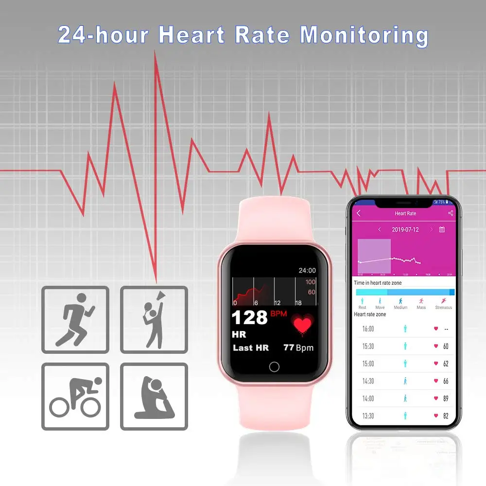 RUNDOING NY07 Ženy Bluetooth Smart sledovať tepovú frekvenciu, Krvný tlak Fitness tracker muži Móda Šport smartwatch pre dámy mužov