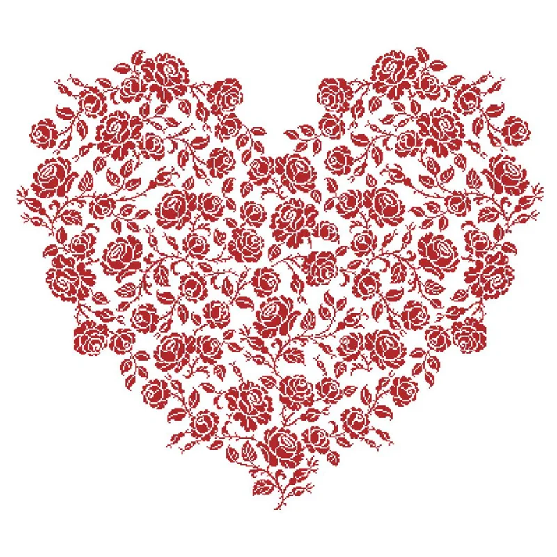 Ruža srdce cross stitch package jednu farbu 18ct 14ct 11ct biele plátno bavlnené nite na výšivky HOBBY ručné vyšívanie