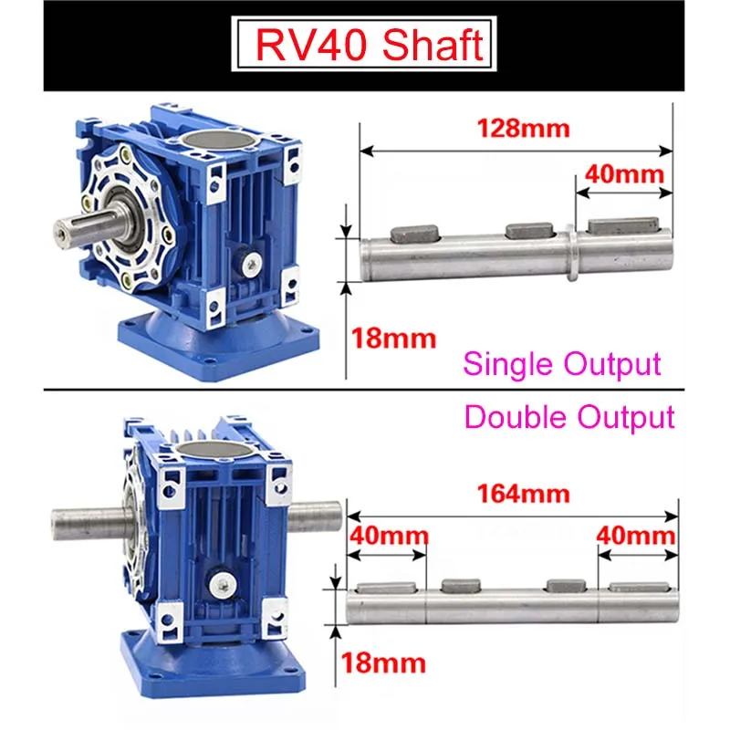 RV30 / RV40 Výstupného Hriadeľa Turbo Turbíny Červ Gear Motor Rýchlosť Redukcie Nezadáte Single / Double Výstupného Hriadeľa Osi RV Podporu Hriadeľa