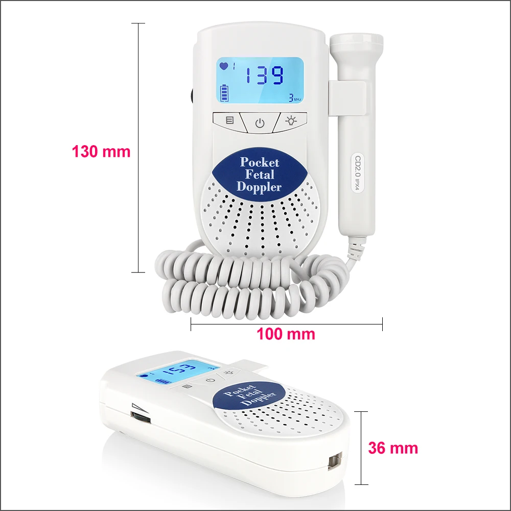 RZ Mini Plodu Doppler Dieťa Ultrazvuk Zvuk Heartbeat Detector Monitor Prenatálne S Slúchadlo YK-90C Plodu Doppler Stetoskop
