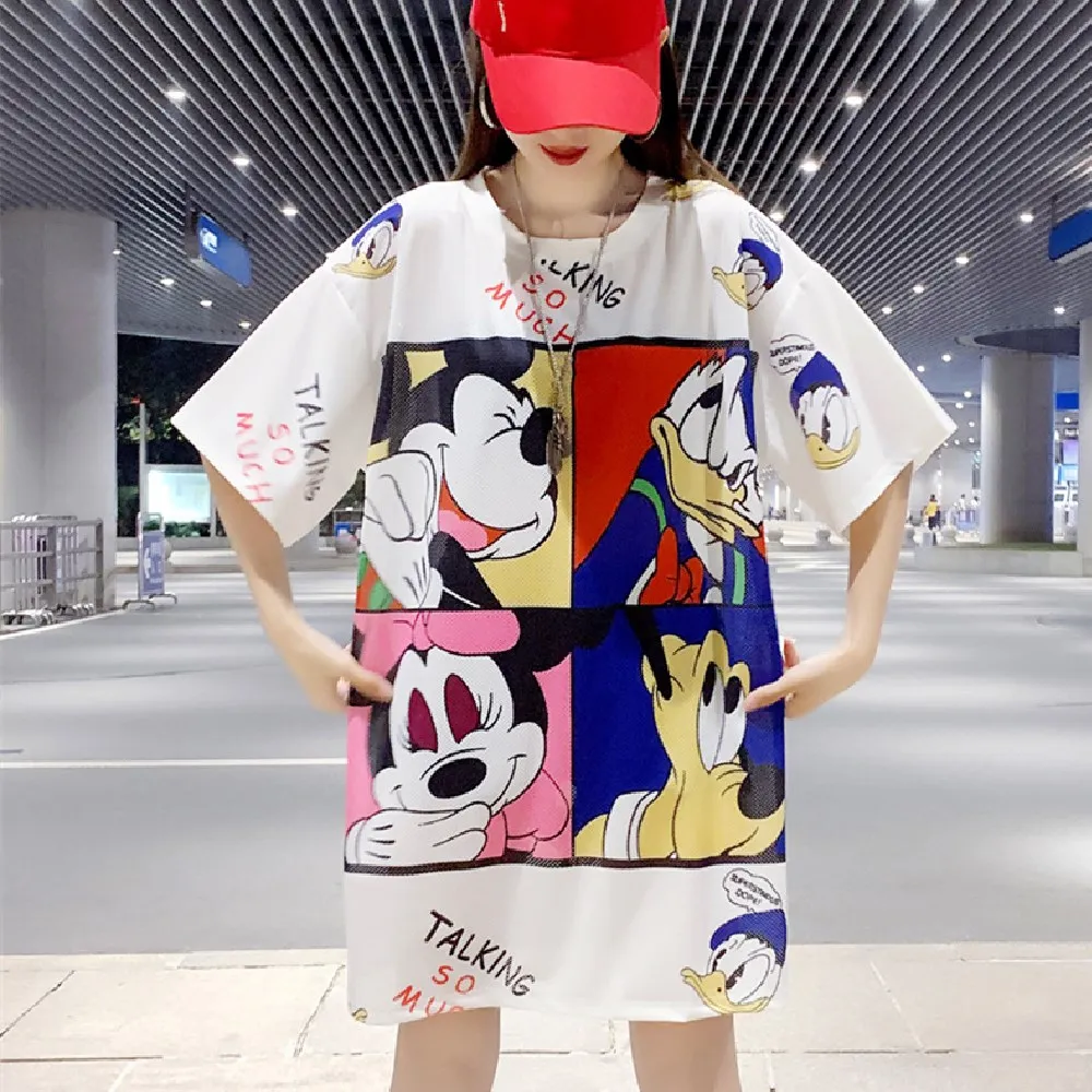 S-4XL Disney Ženy Ženy T-shirts Mickey Minnie Mouse Topy Plus Veľkosť Donald Duck Goofy T-shirts Letné Voľné Nové Tees Oblečenie