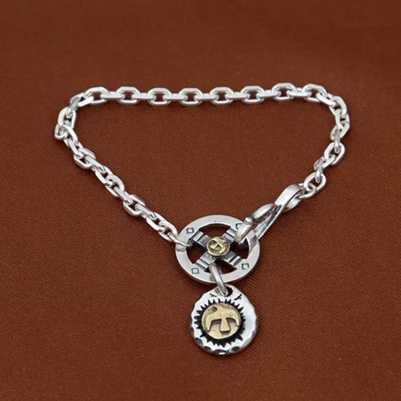 S925 mincový striebro šperky mužov a žien módne retro Takahashi Goro golden eagle mačka palm Thai strieborný náramok