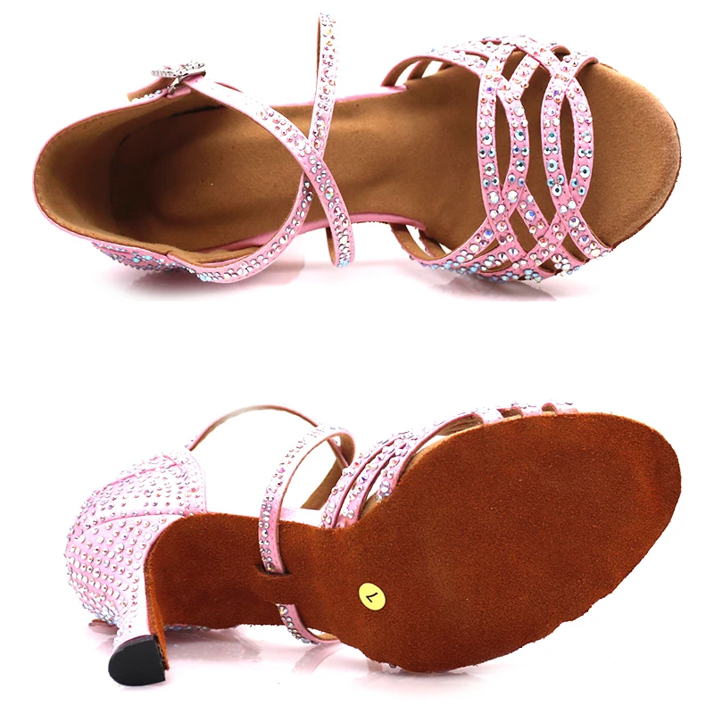 Samisoler 2019 Nový latinský Tanec Shoesballroom latinské tanečné topánky Ružová Drahokamu Sála Topánky latce Topánky