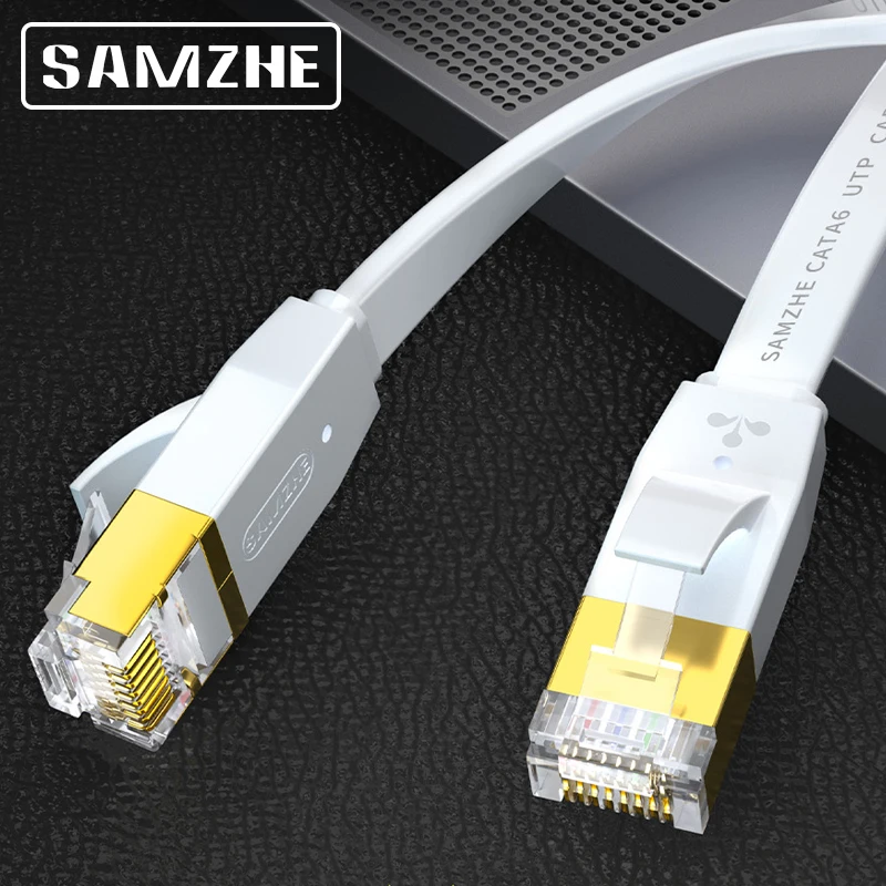 SAMZHE CAT6 Plochý Kábel siete Ethernet 1000Mbps 250MHz CAT 6 RJ45 Siete Ethernet Patch Kábel LAN Kábel pre Počítač a Smerovač, Laptop
