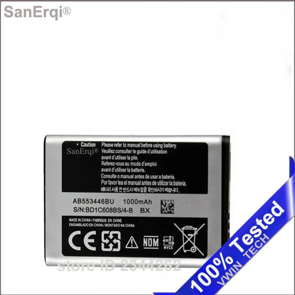 SanErqi AB553446BU pre Samsung B2100 C3300 Xplorer B100 SCH-B619 C3300 C5212 Duos C5212i C5130 Batéria 1000mAh