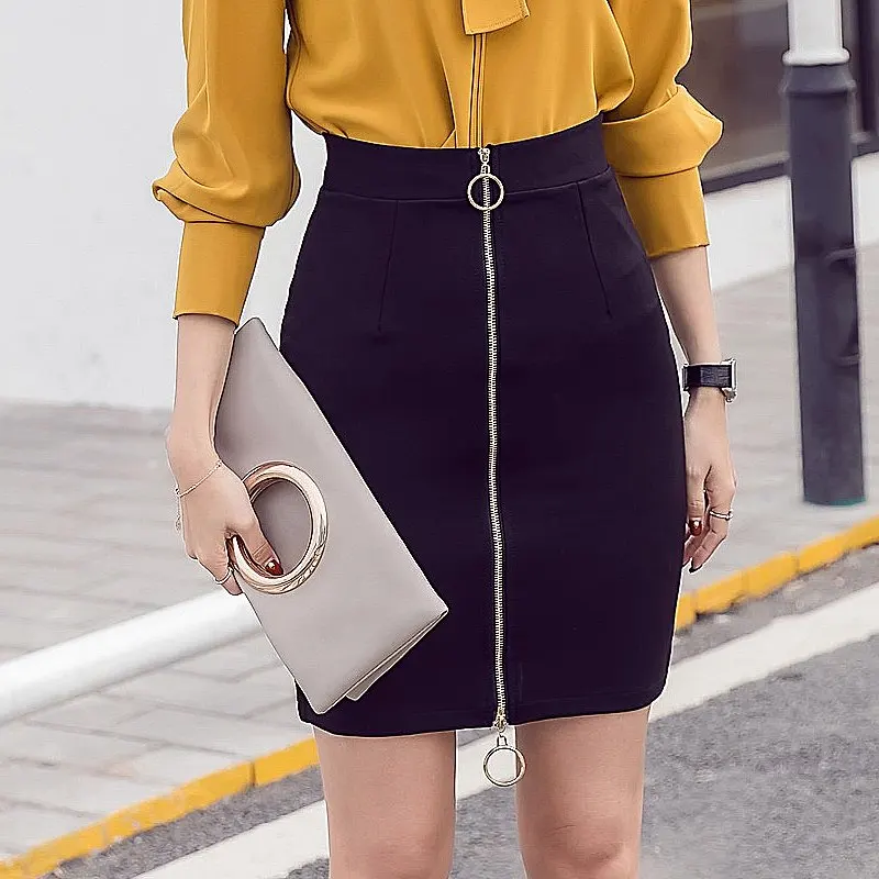 SEXMKL Plus Veľkosť Ženy Mini Ceruzku Sukne 2020 kórejský Módne Vysoký Pás Čiernej Sukne Krátke Office Lady Zips Bodycon Červené Sukne