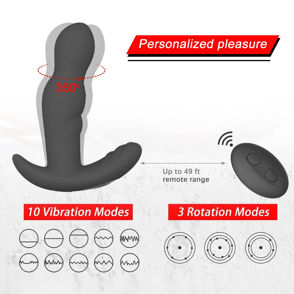 Sexuálne Hračky Pre Mužov 360 Stupňové Otáčanie Análny Vibrátor Bezdrôtové Diaľkové Mužskej Prostaty Masér Análny Plug Upozorňuje G-Spot Stimulovať