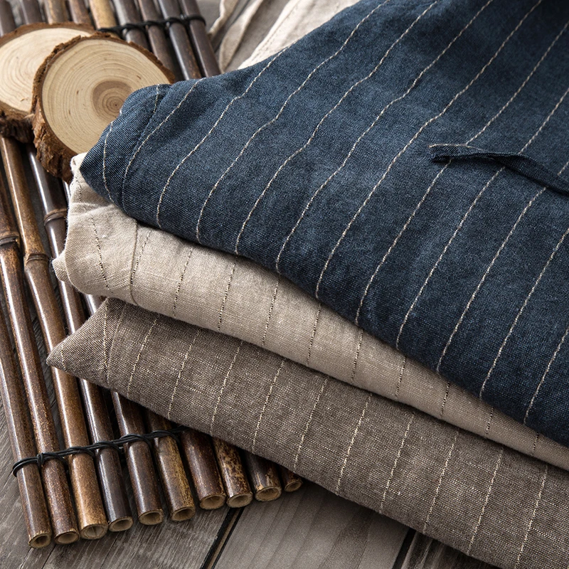 SHANBAO kvalitné tenké bavlnené a ľanové voľné priedušná bežné nohavice 2020 lete elastický pás kravatu veľké veľkosť pánske nohavice