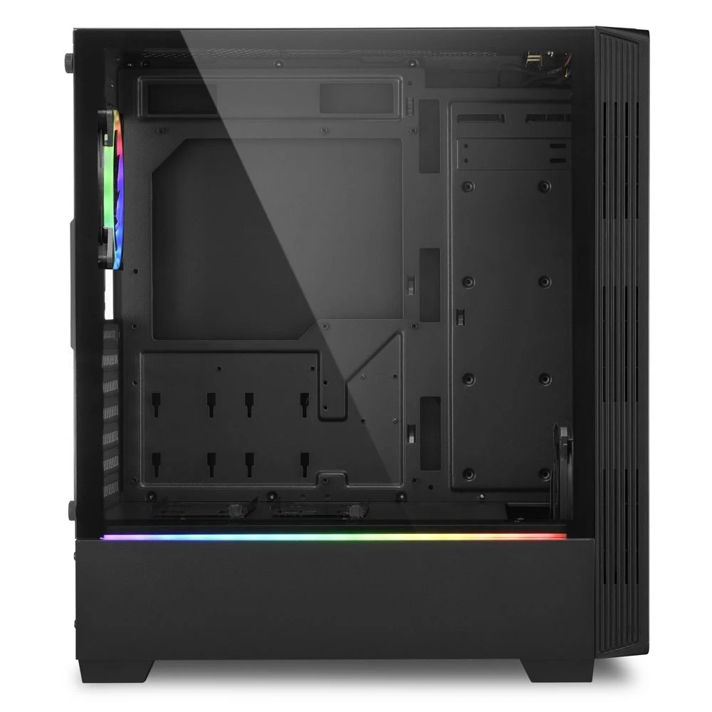 Sharkoon LIT 100 RGB led Herné prípade black (ATX, tvrdené sklo, RGB ventilátor 1x120 mm + 1x120 mm, 2xUSB 3.0, 1xUSB 2.0, audio)