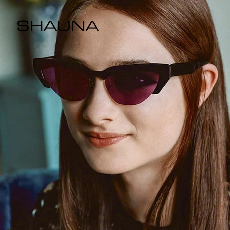 SHAUNA Iny Populárne Malé Mačacie Oko slnečné Okuliare Ženy Pol Rám Odtiene