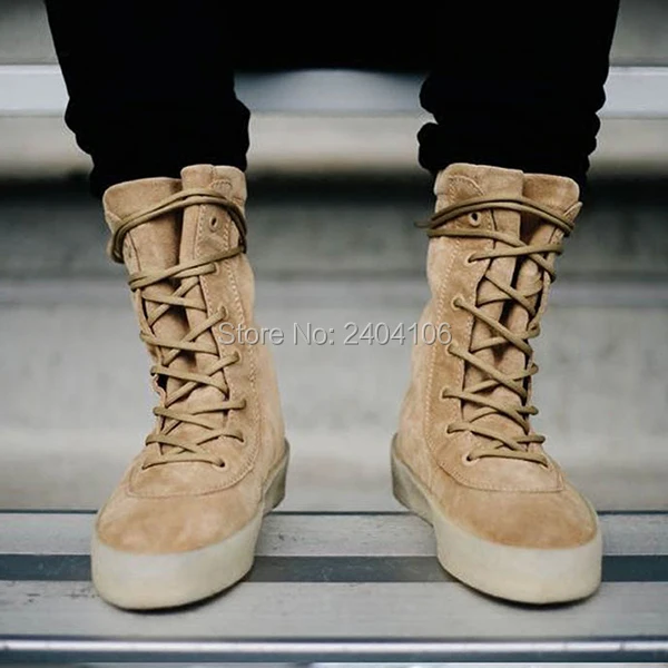 Shooegle Plus Veľkosť Celebrity Kanye Členkové Topánky Členkové Topánky Botas Hombre Čipky Ploché Platformu Vojenské Krepové Armády Topánky Mužov