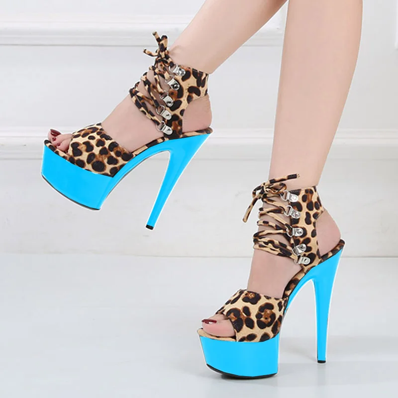 Shuzumiao Módne Topánky Ženy Striptérka Topánky Sandále Na Platforme Dievčatá Leopard Jasné, Vysoké Podpätky, Topánky Popruh Sandál Femmes Sandales
