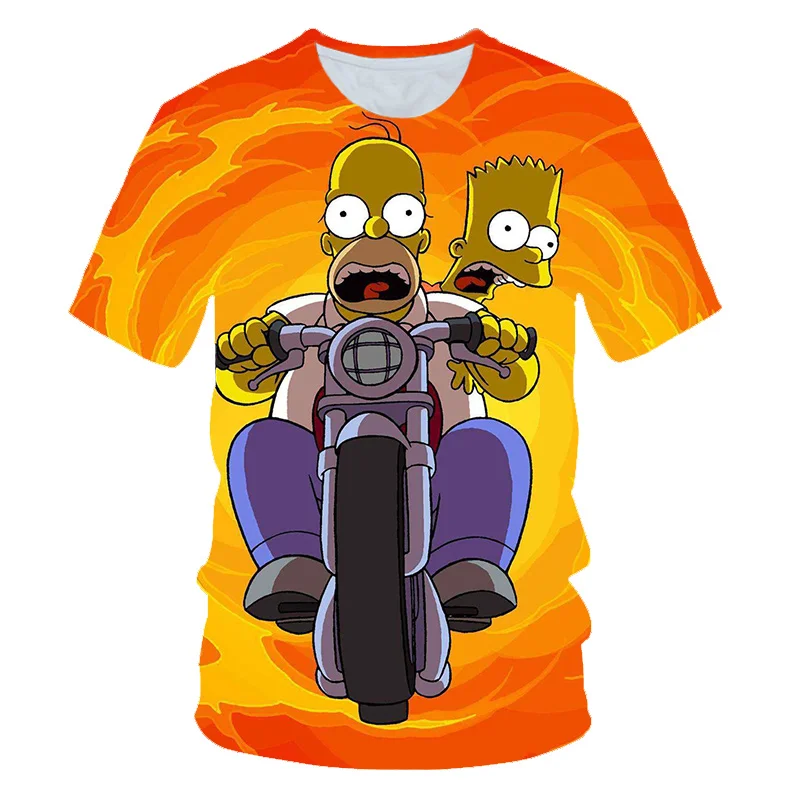 Simpson animácie, 3D vytlačené T-shirts mužov, žien, detí s okrúhlym golierom a krátkymi rukávmi v lete legrační