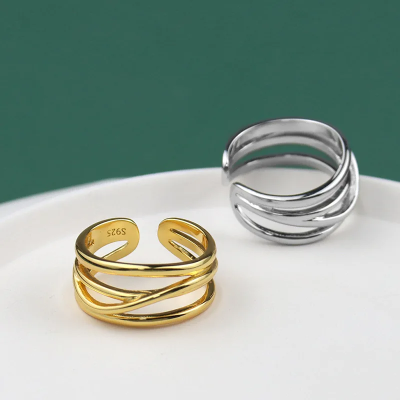 SIPENGJEL Módne Kolo Otvoriť Krúžky Zlatá Farba Jednoduché Geometrické 3 Vrstvy Nastaviteľné Prstene Pre Ženy Palec Šperky Darček