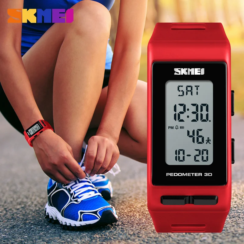 SKMEI 3D Krokomer Šport Fitness Tracker Sledujte Fashion Muži Ženy náramkové hodinky Kalórií Elektronické Hodiny Dámske Hodinky 1363
