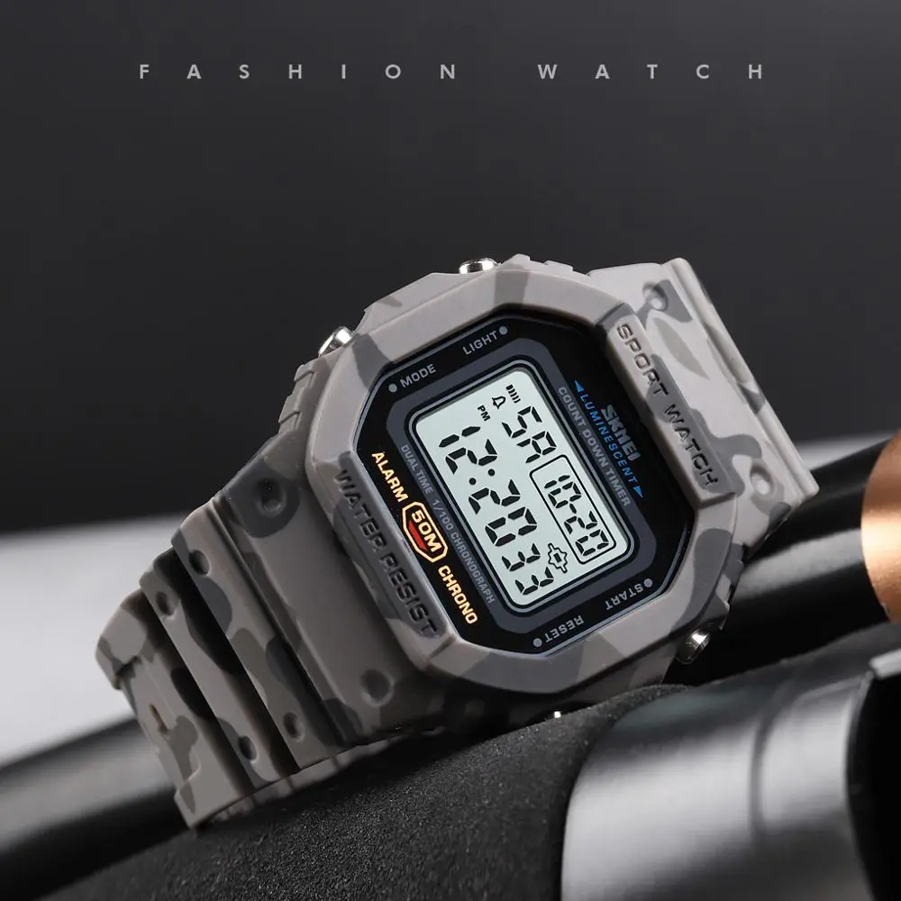 SKMEI Multifunkčné Digitálne Športové Hodinky Muži 2 Čas odpočítavať Pánske náramkové hodinky Módne Retro Mužské Hodinky reloj hombre 1628
