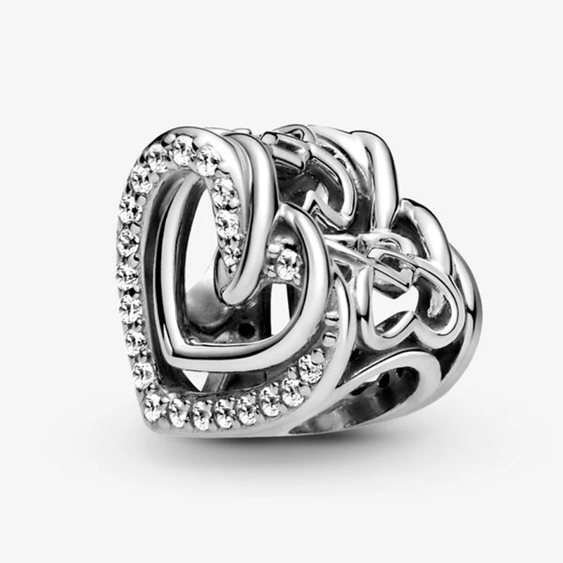 Skutočné 2021 Nové 925 Sterling Silver Korálky Prepletené Srdcia Charms Fit Pôvodné Pandora Náramok Ženy DIY Šperky