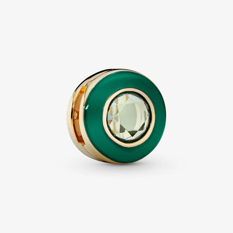 Skutočné 925 Sterling Silver Korálky Čiastkové Zelený Kruh Klip Charms fit Pôvodné Pandora Reflexions Náramky Ženy DIY Šperky