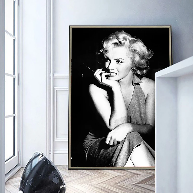 Slávna Marilyn Monroe Čierne a Biele Plátno na Maľovanie Vintage Plagáty Vytlačí Wall Art Obrázok pre Obývacia Izba Domova Cuadros