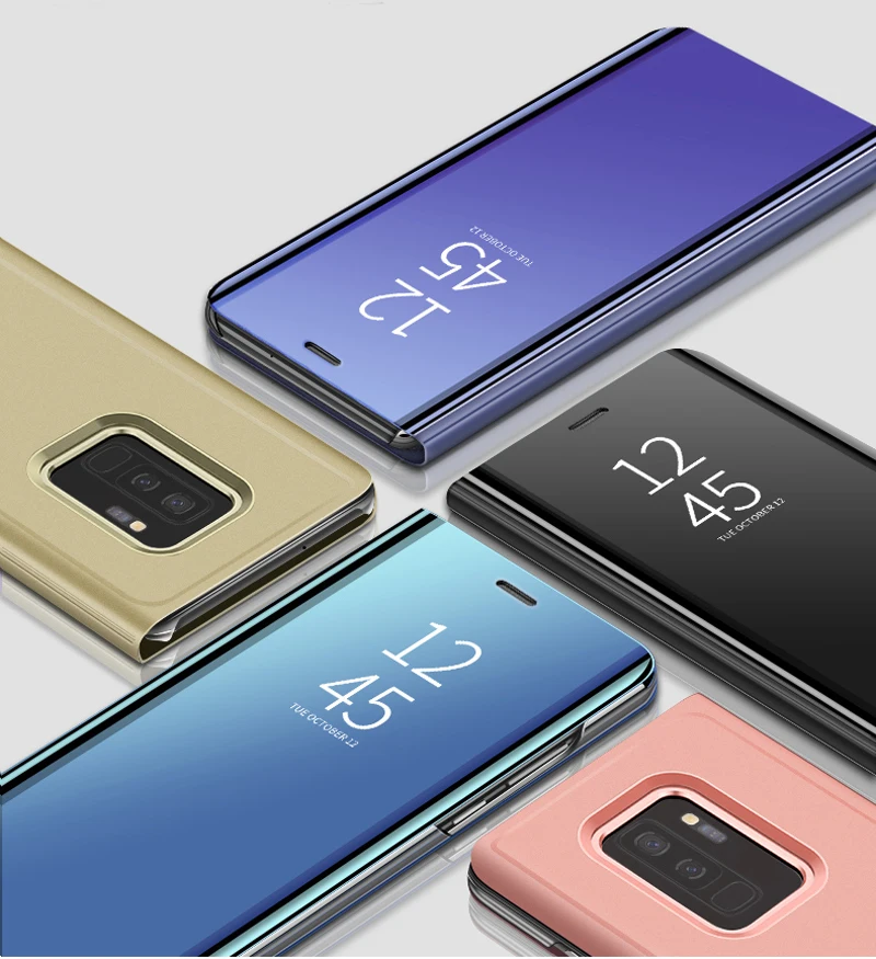 Smart Cover Luxusné Kožené Flip Zrkadlo Plnej Telefón puzdro pre Samsung Galaxy A01 A51 A71 Prípade Galaxy A50 Plastové