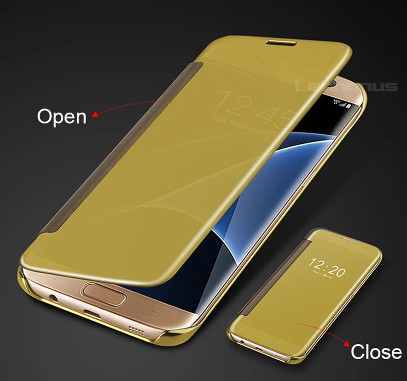 Smart Jasné Zrkadla Flip Puzdro Pre Samsung Galaxy S5 S6 S7 Okraji Note5 Note8 S8 Plus Telefón Puzdro Pre Samsung S7 S9 Kryt