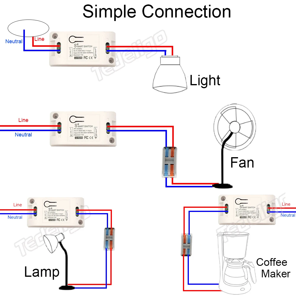 Smart Led Light Switch Tuya WiFi Smart Život APP DIY RF prijímač Relé , Hlas Časovač radič cez Google Home/ Alexa Amazon