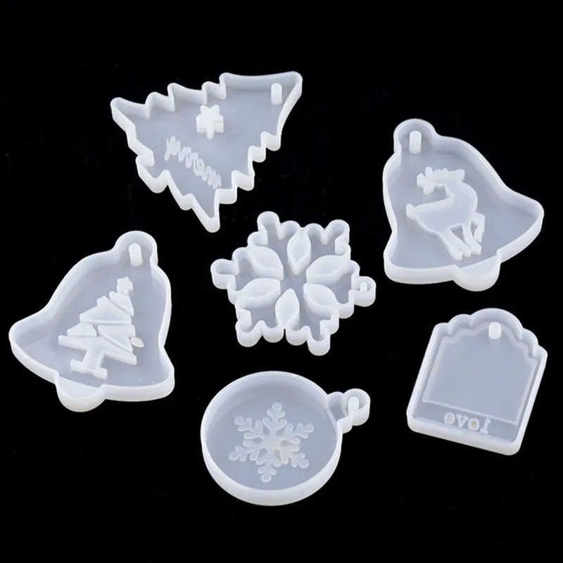 SNASAN 6pieces Vianočný stromček snowflake elk Silikónové Formy Prívesky DIY formu Epoxidovej Živice UV Živice Šperky Výrobu komponentov