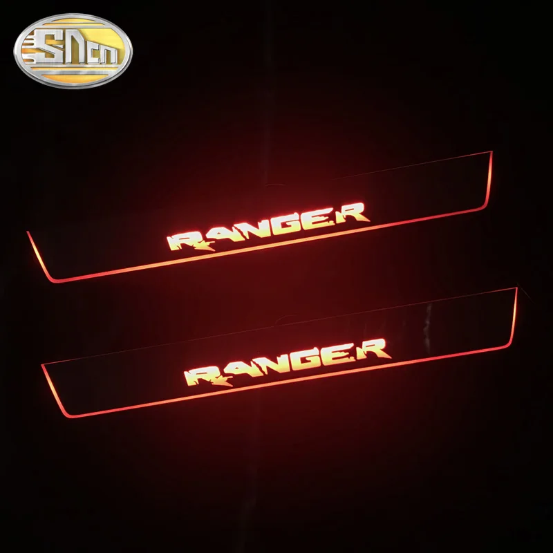 SNCN Nepremokavé Akryl Pohybujúce sa LED Vitajte Šliapacie Auto Šúchať Doska Pedál Dvere, Parapetné Cesta Svetla Na Ford Ranger - 2019 2020
