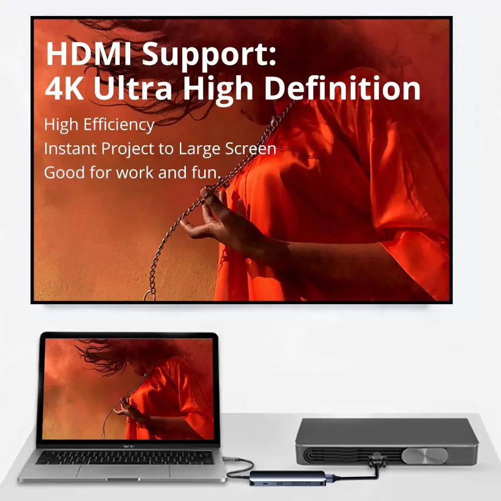 Snowkids USB Rozbočovač USB, C Hub kompatibilný s HDMI rozbočovač usb typ c pre macbook usb хаб typ c PD poplatok 4K Hliníkové Shell 5 v 1 100W