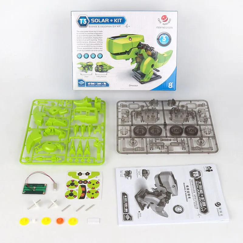 Solárny Robot Dinosaurov DIY Zmontované Puzzle Model Auta Vzdelávacie Hračky Pre Deti, Chlapec Technológie Veda KMEŇOVÝCH Brinquedos