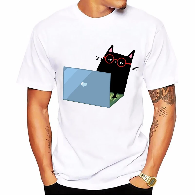 Som z tech support list tlač tričko mužov Mačka Hrá Husle zvierat t-shirt homme harajuku tričko kawaii oblečenie biele tričko