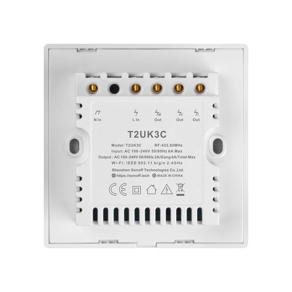 SONOFF T2/T3 EU/UK TX 1/2/3 Gang Smart Wifi Dotyk Wall Light Switch, Smart Home 433 RF/Hlas/APP Control