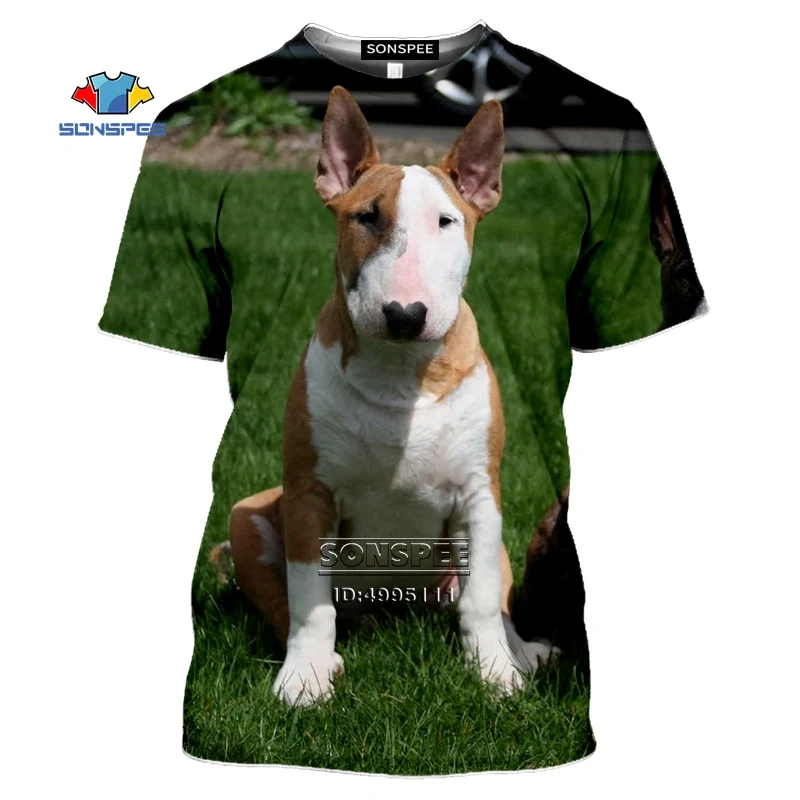 SONSPEE Zábavné Bull Teriér Psy pánske T-shirt 3D Tlač Pit Bull Zvieratá Tričko Lete Bežné Krátky Rukáv Ženy O-krku Fitness