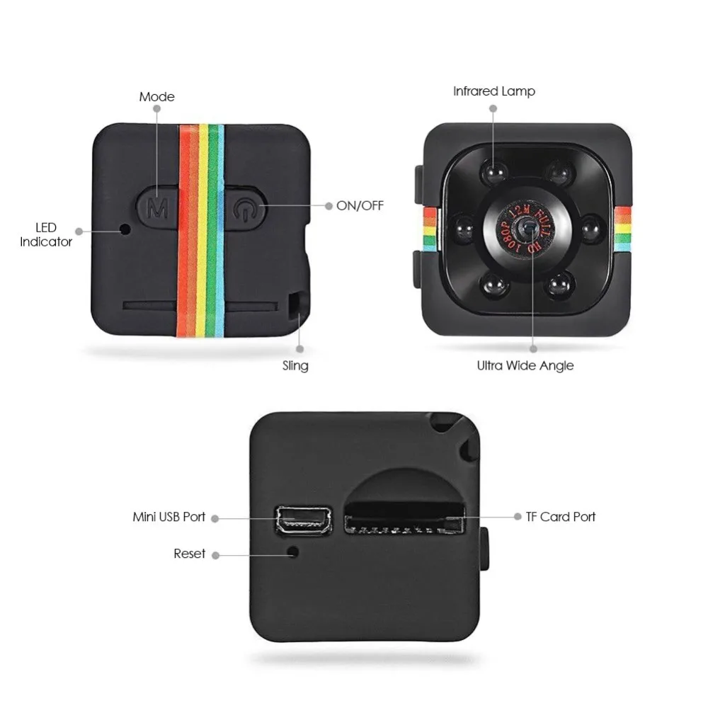 SQ10 SQ11 SQ12 Mini Kamera 1080P Full HD Nočné Videnie Videokamera Auto videorekordér DVR Sport Digitálny Fotoaparát, Podpora TF Kariet