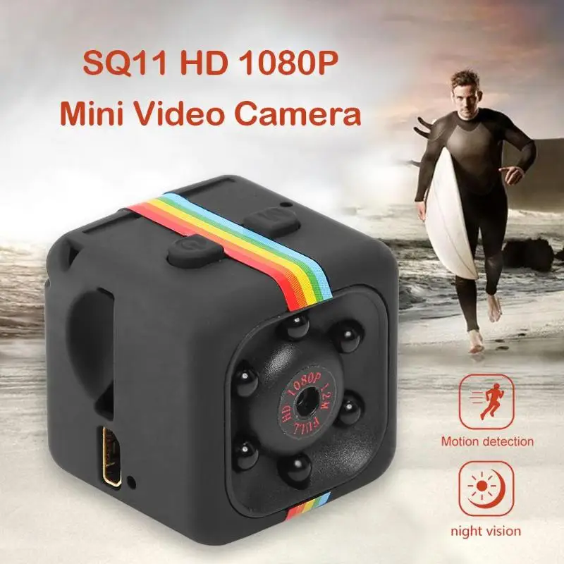 SQ11 HD 1080P Mini videokamera DV Pohybu Záznamník Nočné Videnie Vonkajšie Kamery Rozlíšenie Videa, 1080P/30FPS 720P/30FPS