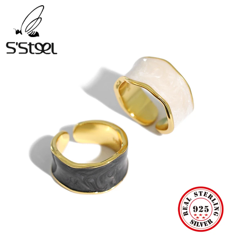 S'STEEL Geometrické Krúžky Rýdzeho Striebra 925 Pre Ženy kórejský Návrhár Luxusných Otvorenie Krúžku Anillos De Plata 925 De Ley Šperky