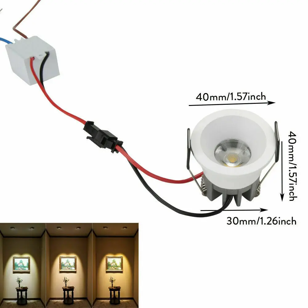 Stmievateľné LED Spot Biele Mini Skrinka Svetlá Downlight Rez 40 mm Otvor Strop Zapustené Svietidlo IP65 Pre Šperky Kabinetu Displej