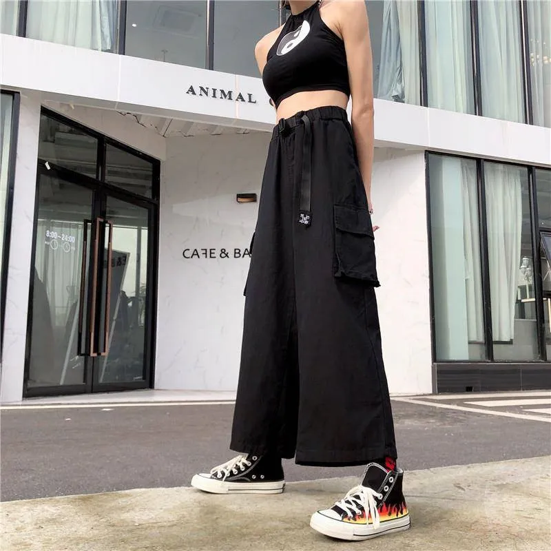 Streetwear Japonskom Štýle dámske nohavice bežné Cargo Nohavice Joggers Ulzzang Elegantné Vrecká, Nohavice Vysoký Pás Ženské Nohavice Legrační